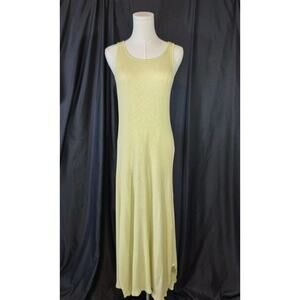 Michael Stars Yellow Ribbed Cotton Blend Tank Midi Dress Large